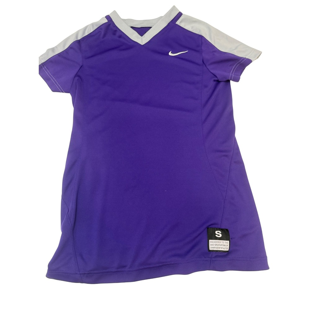 Nike Dri-FIT Purple Grey V-Neck Performance Jersey Shirt 707183-544 Womens Small